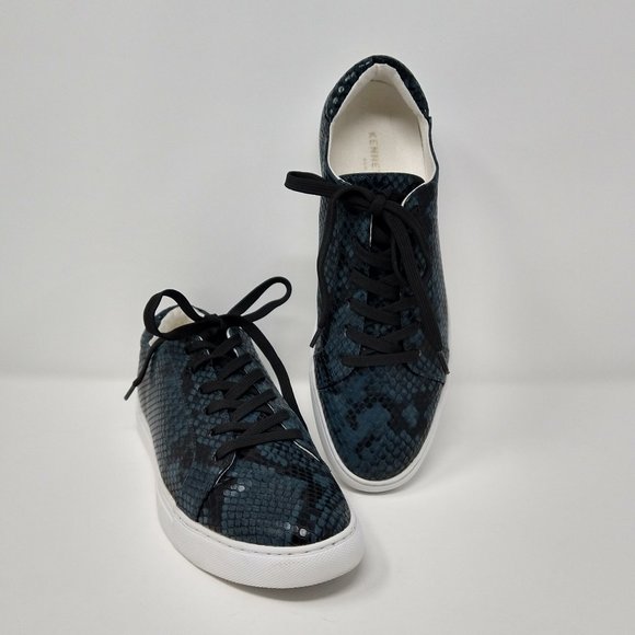 Women's Kenneth Cole New York Kam Snakeskin Embossed Ocean Sneakers-S 9 - Picture 1 of 11
